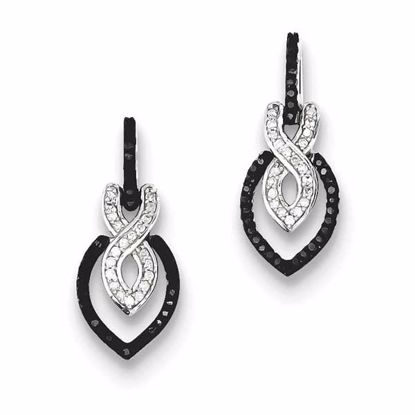 QE10833 White Night Sterling Silver Black and White Diamond Earrings