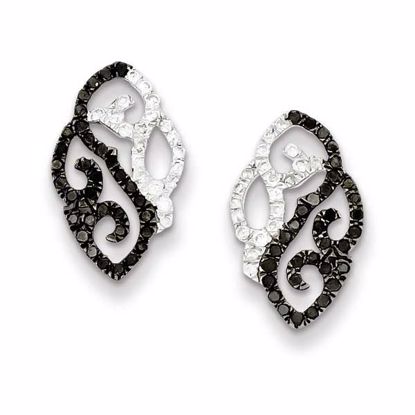 QE10911 White Night Sterling Silver Black and White Diamond Earrings