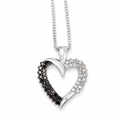 QP2190 White Night Sterling Silver Black & White Diamond Pendant Necklace