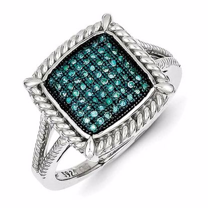QR5281-6 Closeouts Sterling Silver Blue & White Diamond Ring