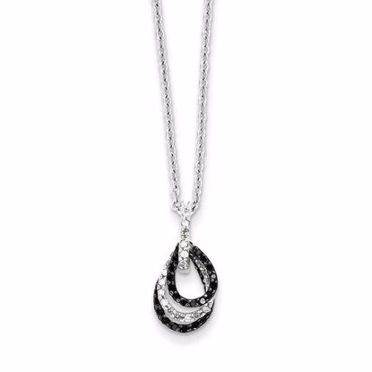 QP3785 White Night Sterling Silver Black & White Diamond Pendant