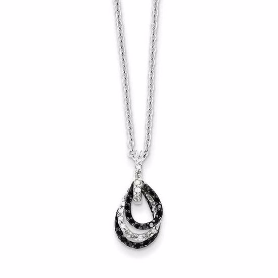 QP3785 White Night Sterling Silver Black & White Diamond Pendant