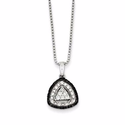 QP3806 White Night Sterling Silver White & Black Cluster Diamond Pendant
