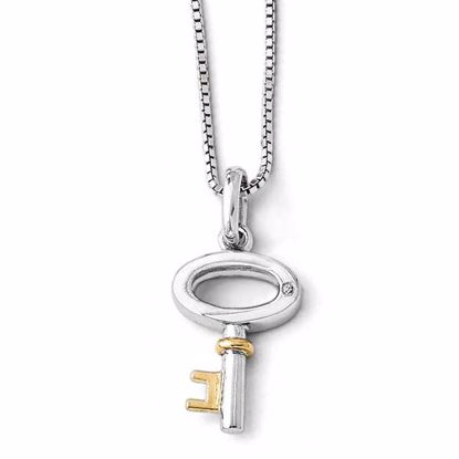 QW303-18 White Ice SS White Ice Diamond Gold-plated Key Necklace