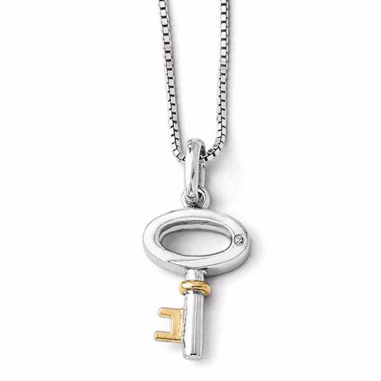QW303-18 White Ice SS White Ice Diamond Gold-plated Key Necklace