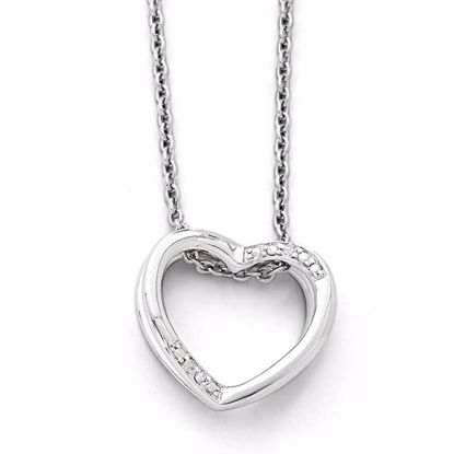 QW312-18 White Ice SS White Ice Diamond Heart Necklace