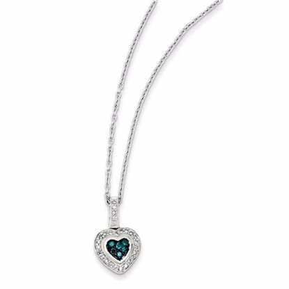 QP3641 White Night Sterling Silver Blue Diamond Small Heart Pendant