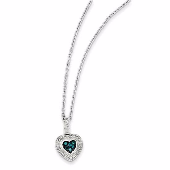 QP3641 White Night Sterling Silver Blue Diamond Small Heart Pendant