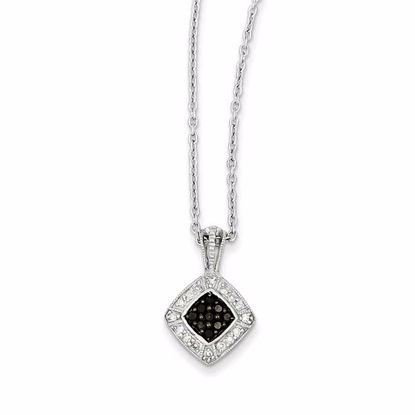 QP3792 White Night Sterling Silver Black & White Diamond Pendant
