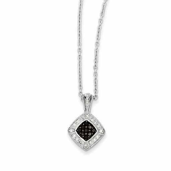 QP3792 White Night Sterling Silver Black & White Diamond Pendant