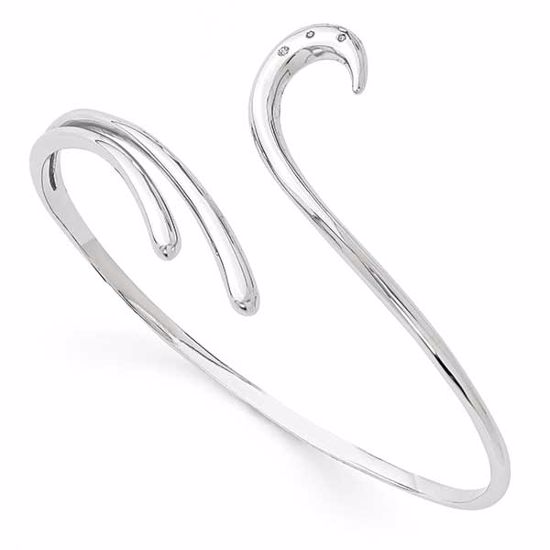 QW233 White Ice SS White Ice .02ct. Diamond Swirl Bangle Bracelet