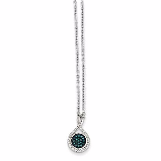 QP3664 White Night Sterling Silver & Blue and White Diamond Pendant