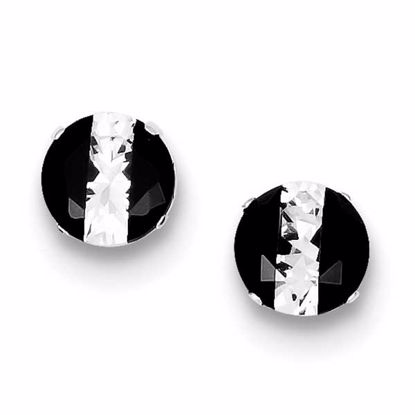 QE9108 Celtic Sterling Silver Black and White Colored CZ 8mm Round Post Earrings