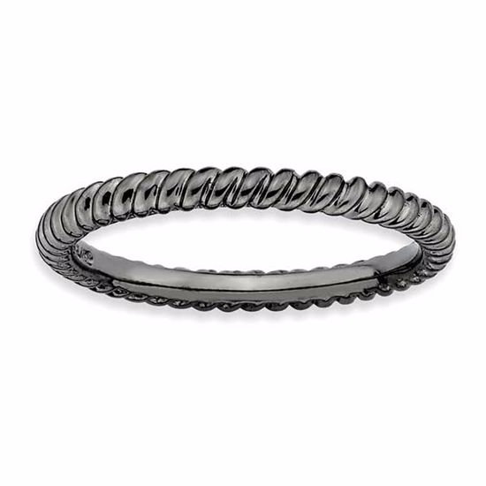 QSK197-9 Stackable Expressions Sterling Silver Stackable Expressions Black-plated Twisted Ring