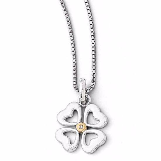QW275-18 White Ice SS White Ice .01ct. Diamond & Gold-plated Four Hearts Necklace