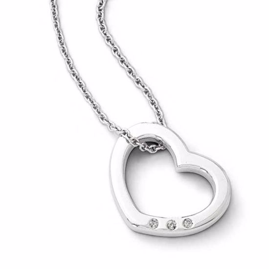 QW174-18 White Ice SS White Ice .03ct. Diamond Heart Necklace