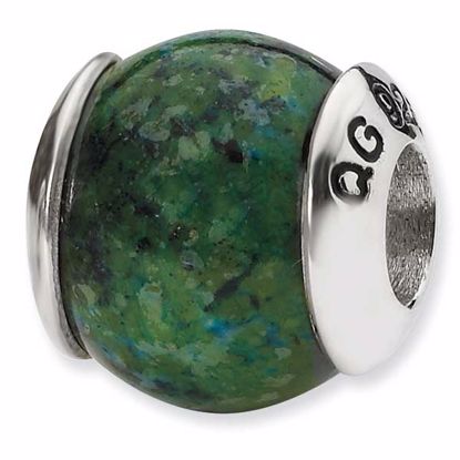 QRS1729 Reflection Beads Sterling Silver Reflections Blue Green Recon Serpentine Stone Bead