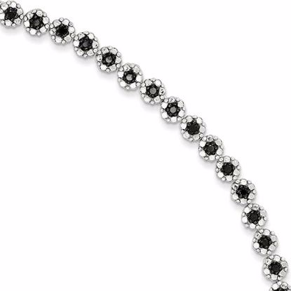 QDX1226 White Night Sterling Silver Black Diamond Circle Bracelet