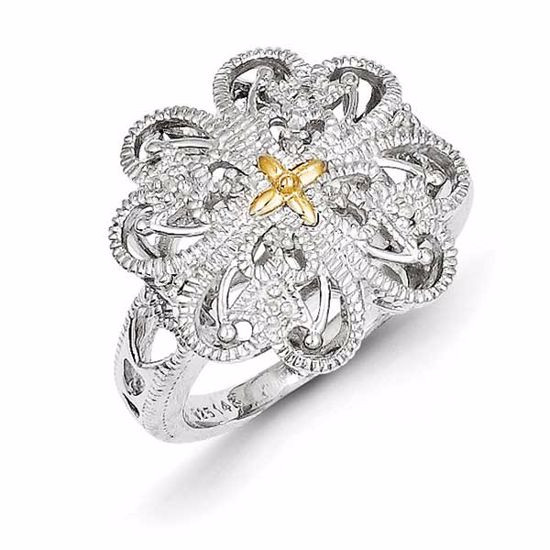 QTC511-8 Celtic Sterling Silver w/14k 1/20ct Diamond Vintage Ring