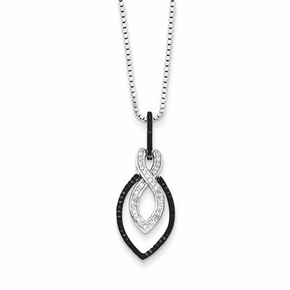QP3762 White Night Sterling Silver Black and White Diamond Pendant
