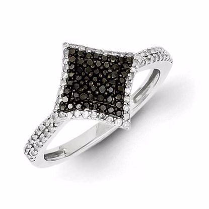 QR5386-6 Closeouts Sterling Silver Black and White Diamond Ring