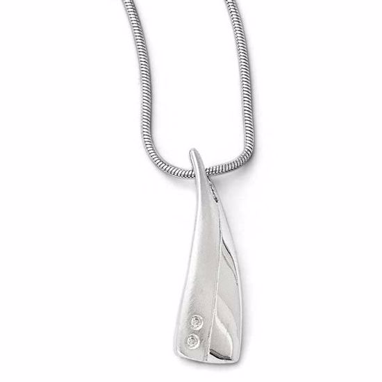 QW177-18 White Ice SS White Ice Satin & Polished .01ct. Diamond Necklace