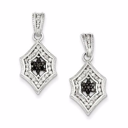 QE7726 Closeouts Sterling Silver Black & White Diamond Earring