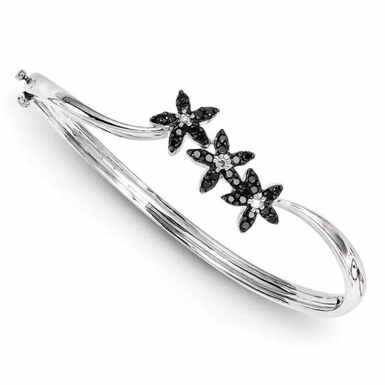 QDX1234 Closeouts Sterling Silver Black & White Diamond Bangle