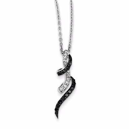QP3841 White Night Sterling Silver Rhodium Plated Black & White Diamond Pendant