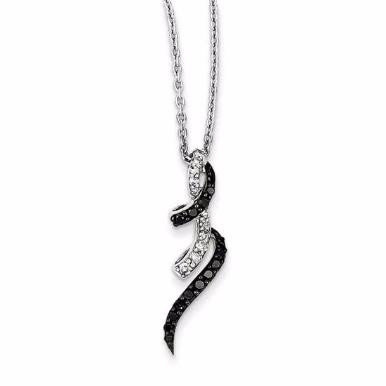 QP3841 White Night Sterling Silver Rhodium Plated Black & White Diamond Pendant