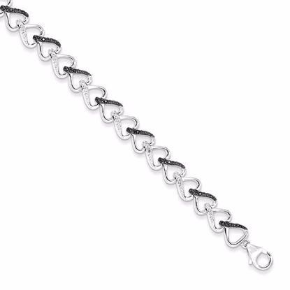 QDX1216 White Night Sterling Silver Black & White Diamond Bracelet