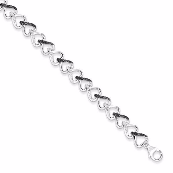 QDX1216 White Night Sterling Silver Black & White Diamond Bracelet