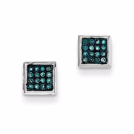 QE10766 White Night Sterling Silver Blue Diamond Post Earrings