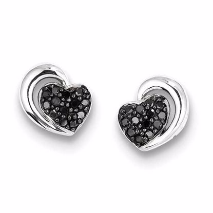 QE10831 White Night Sterling Silver Black Diamond Earrings