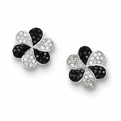 QE10829 White Night Sterling Silver Black and White Diamond Earrings