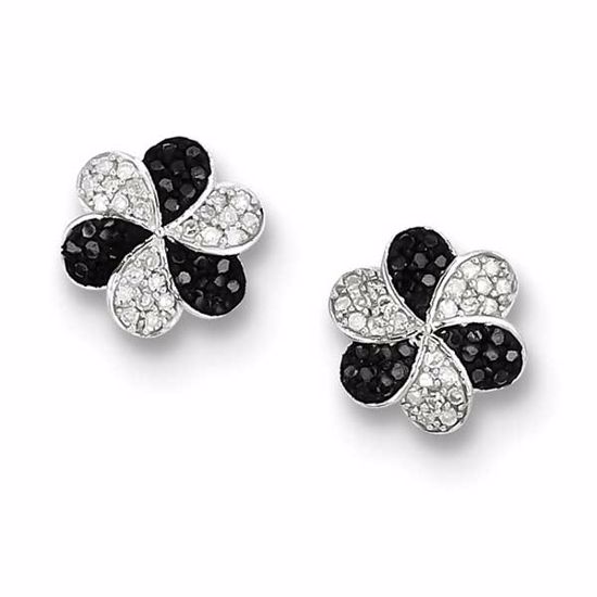 QE10829 White Night Sterling Silver Black and White Diamond Earrings