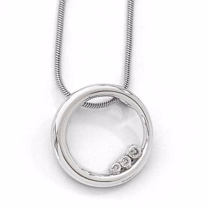 QW313-18 White Ice SS White Ice Diamond Single RIng Necklace