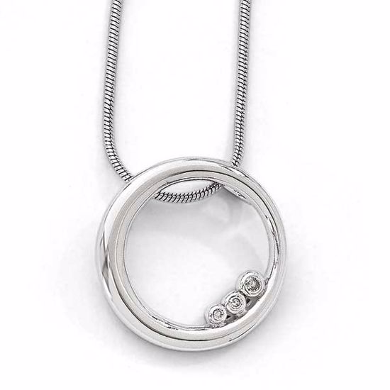 QW313-18 White Ice SS White Ice Diamond Single RIng Necklace