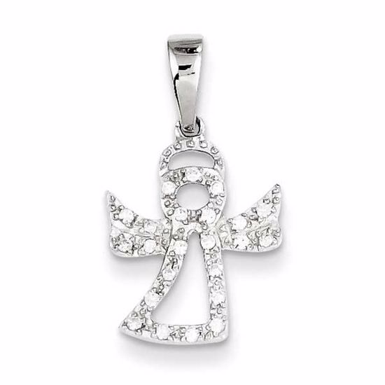QC7898 Children's Sterling Silver CZ Angel Pendant