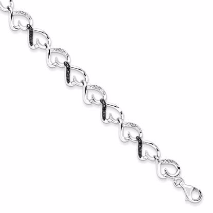 QDX1214 White Night Sterling Silver Black & White Diamond Bracelet