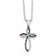 QP3730 Confirmation/Communion Sterling Silver Rhodium Plated Blue & White Diamond Cross Pendant