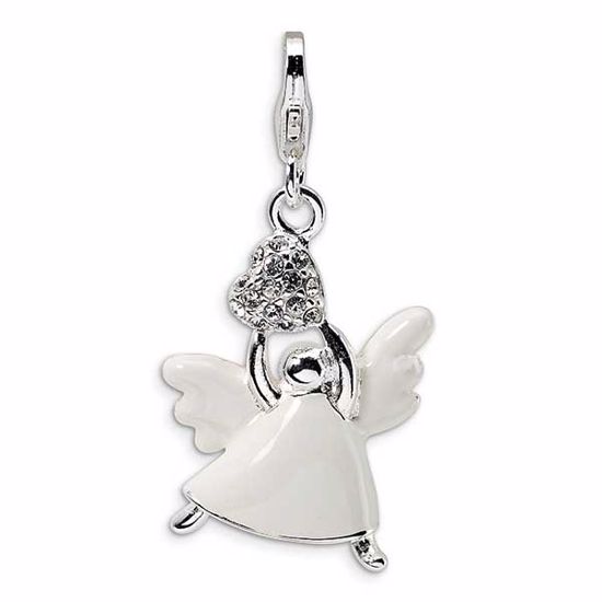 QCC533 Amore La Vita Sterling Silver Enameled Swarovski Element Angel w/Lobster Clasp Charm