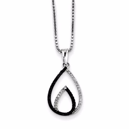 QP3845 White Night Sterling Silver Black and White Diamond Pendant