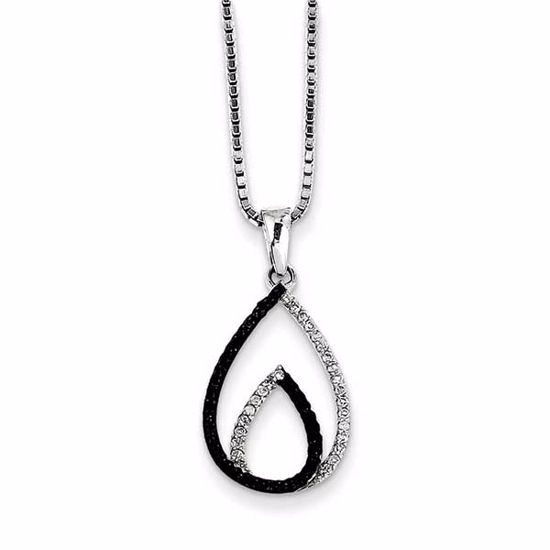QP3845 White Night Sterling Silver Black and White Diamond Pendant