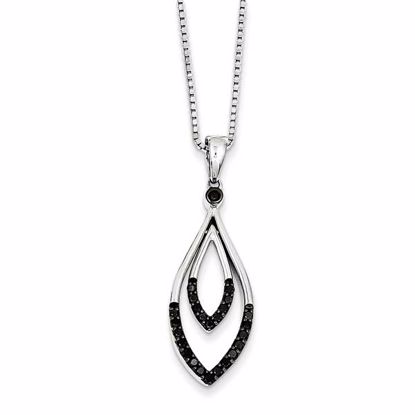 QP3838 Closeouts Sterling Silver Black Diamond Pendant Necklace