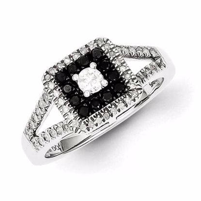 QR3238-6 Closeouts Sterling Silver Black and White Diamond Ring