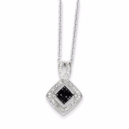 QP3802 White Night Sterling Silver Black and White Diamond Pendant