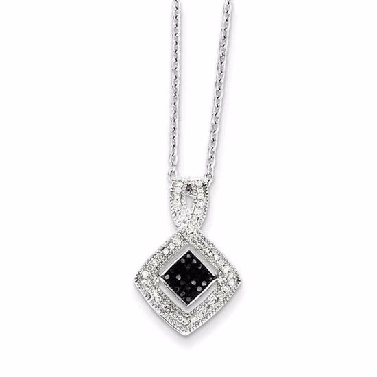 QP3802 White Night Sterling Silver Black and White Diamond Pendant