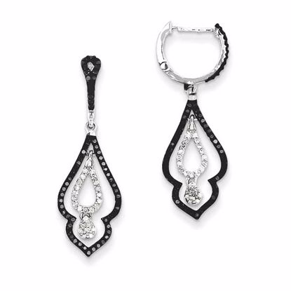 QE10837 White Night Sterling Silver Black and White Diamond Earrings