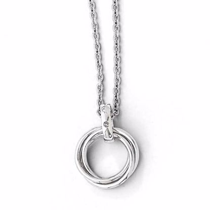 QW328-18 White Ice SS White Ice Three Ring Diamond Necklace